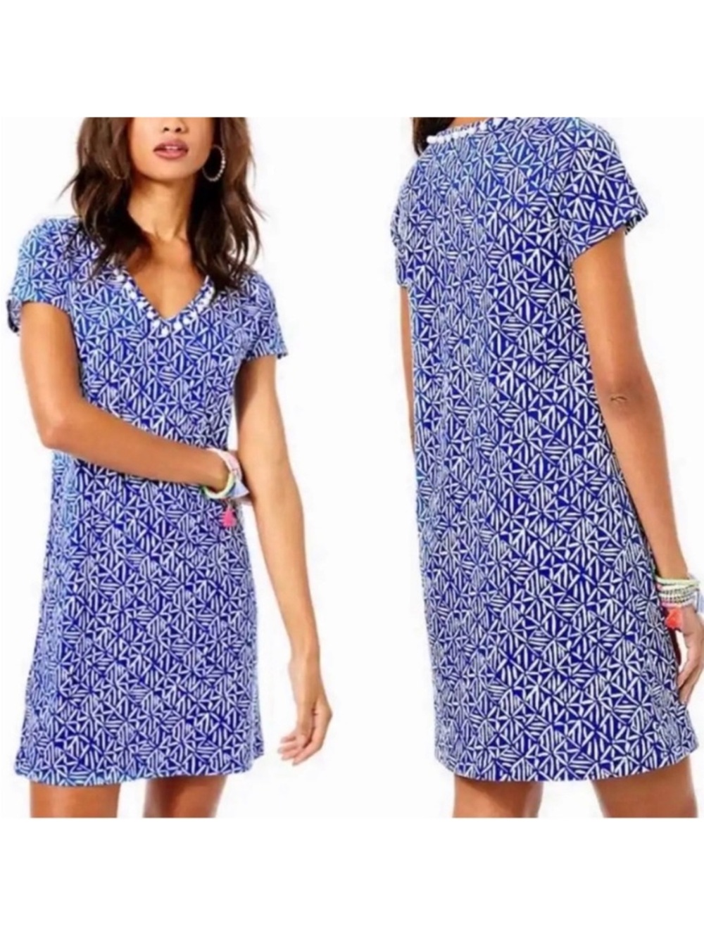 Lilly Pulitzer Etta “Corsica Blue Easy Peasy” 100% Pima Cotton Dress -Sz XXS